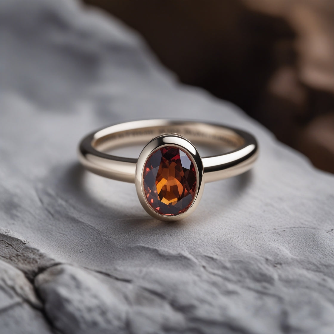 The Minimalist Bezel Hessonite Garnet Ring