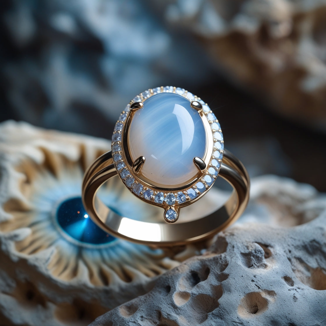 The Luminous Moonstone Halo Ring